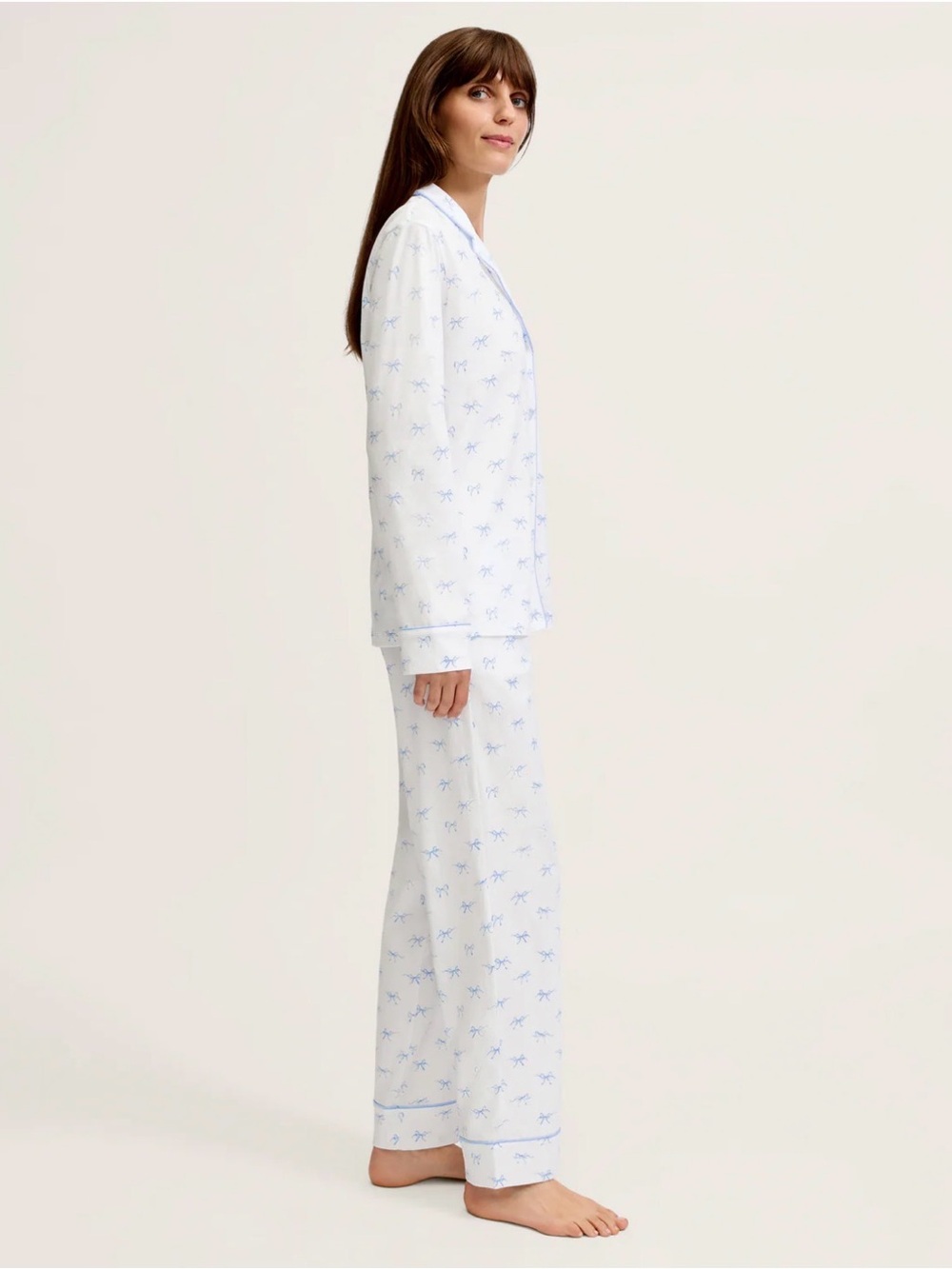 NWT Petite Plume Pima Pajama Set in Something Blue Bows Size Small - Picture 5 of 11